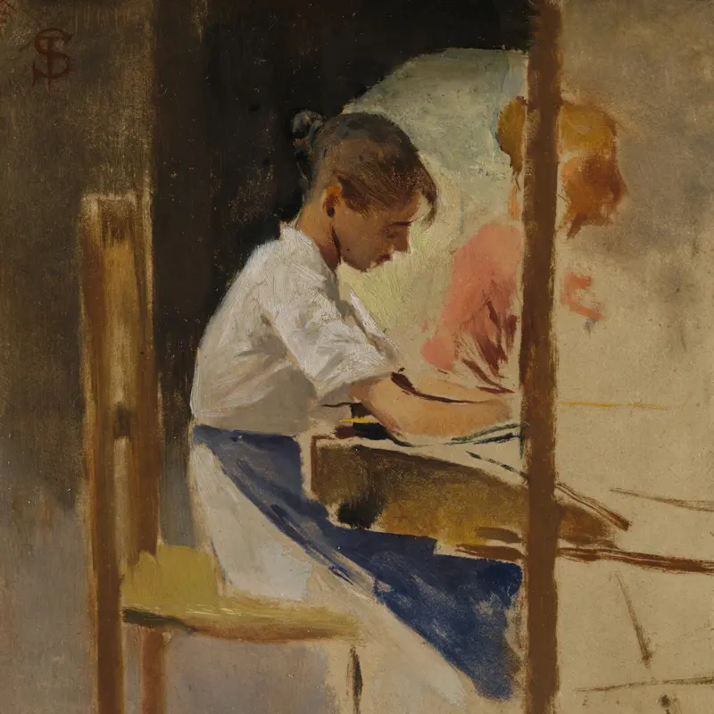 Sketch for 'Straw Weavers at Settignano'