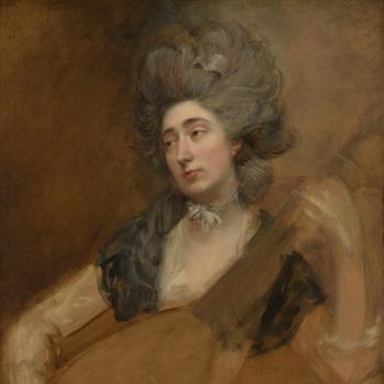 Margaret Gainsborough holding a Theorbo