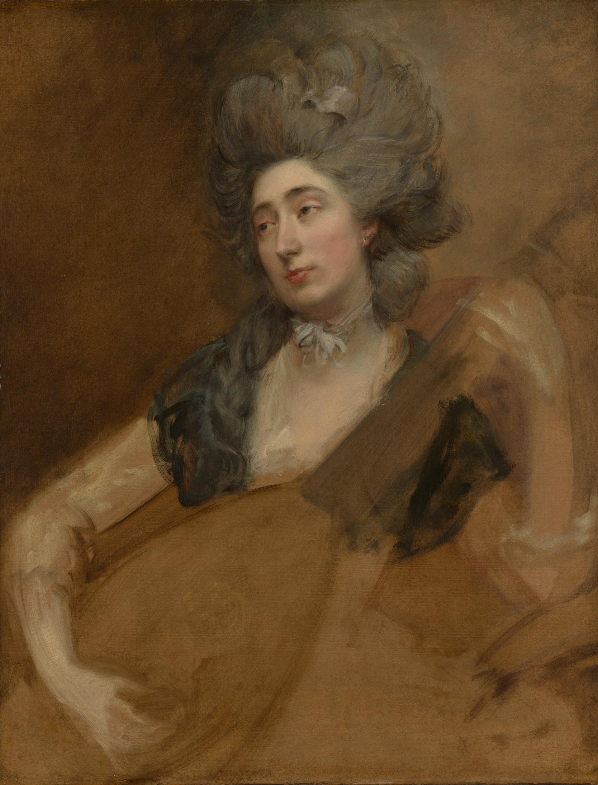 Margaret Gainsborough holding a Theorbo