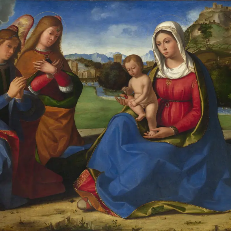 The Virgin and Child adored by Two Angels