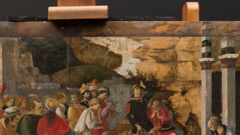 Pictured after the frame was removed - detail from Sandro Botticelli and Filippino Lippi, 'Adoration of the Kings', about 1470