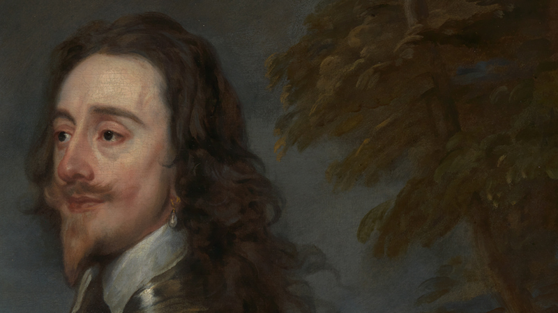 Detail of Anthony van Dyck, 'Equestrian Portrait of Charles I', about 1637-8. Head of King Charles I.