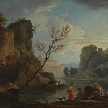 A River with Fishermen