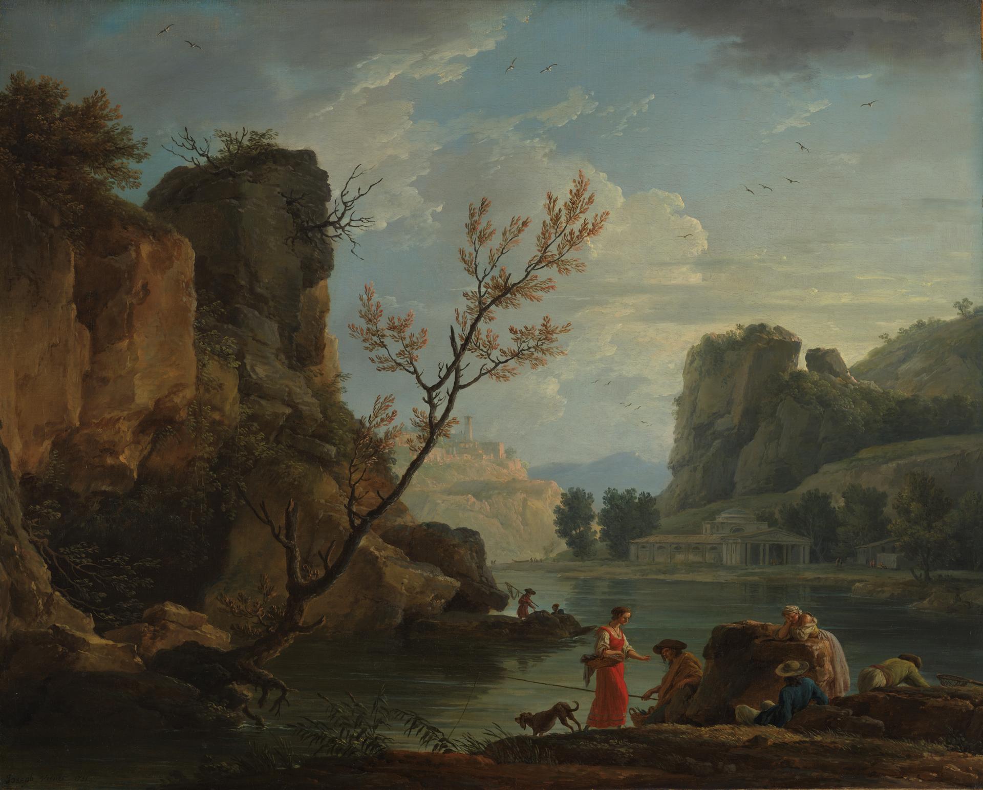 A River with Fishermen