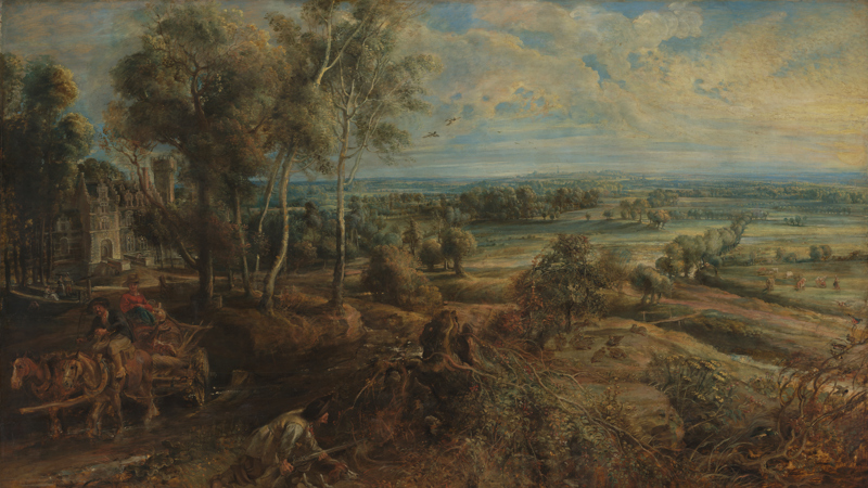 Peter Paul Rubens, 'An Autumn Landscape with a View of Het Steen in the Early Morning', probably 1636: Photograph taken before the varnish had been removed