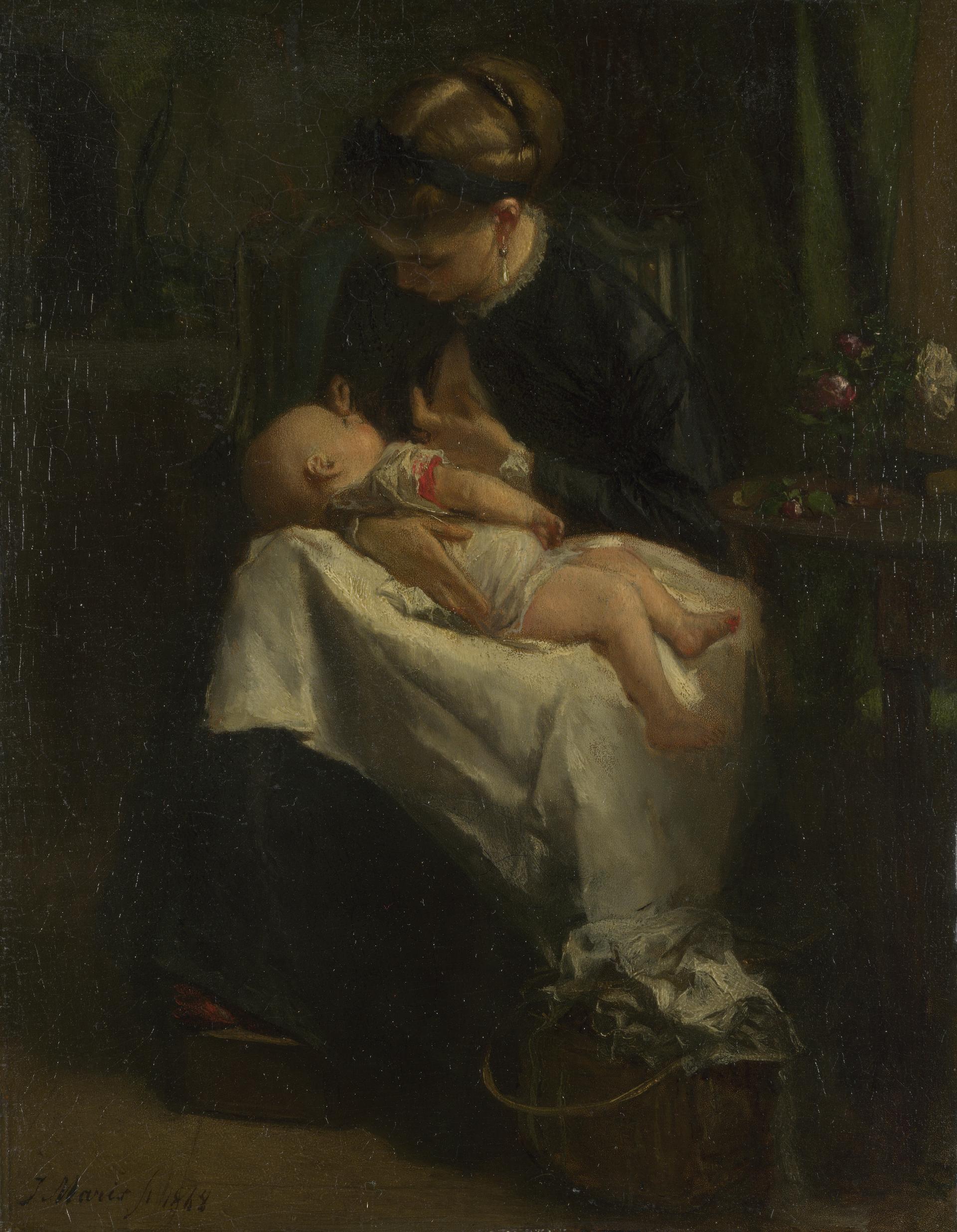 A Young Woman nursing a Baby