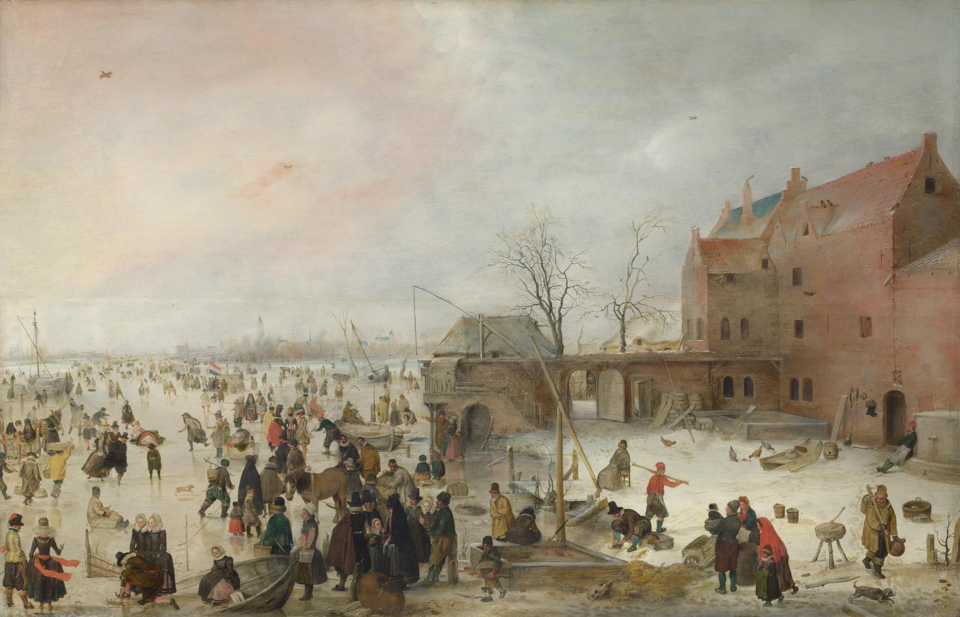 A Scene on the Ice near a Town