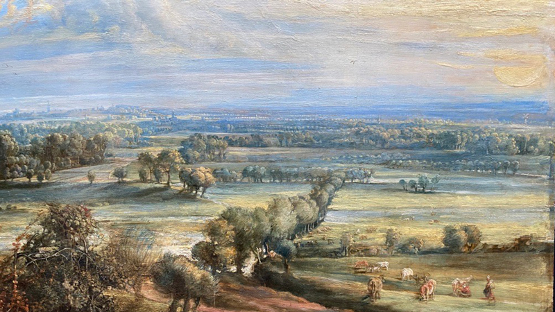 Pictured post-cleaning and mid-conservation: Detail from Peter Paul Rubens, 'An Autumn Landscape with a View of Het Steen in the Early Morning', probably 1636 © The National Gallery, London