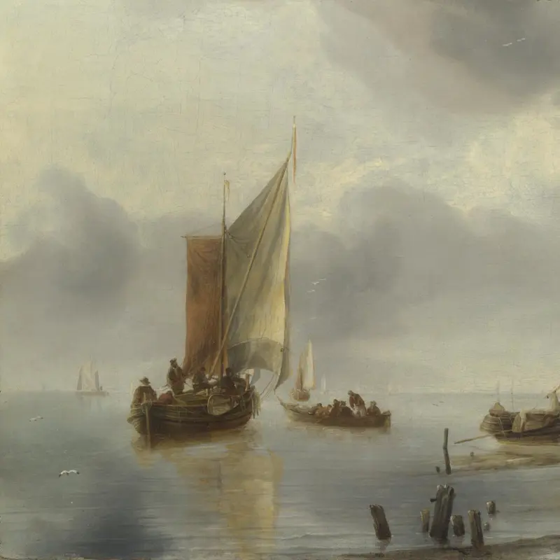 A Small Vessel in Light Airs, and Another Ashore