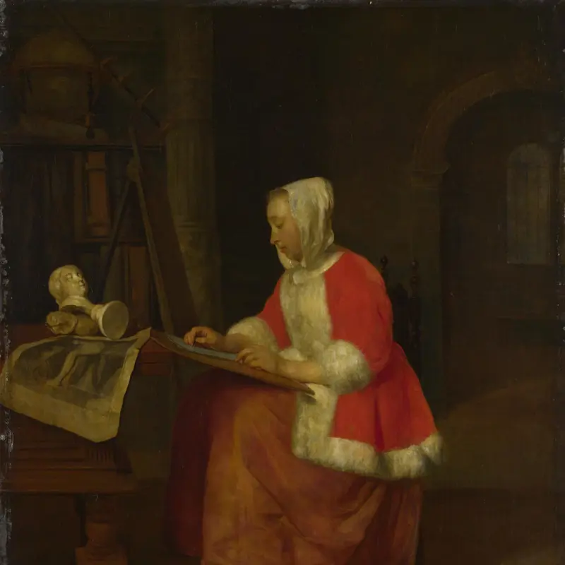 A Young Woman seated drawing