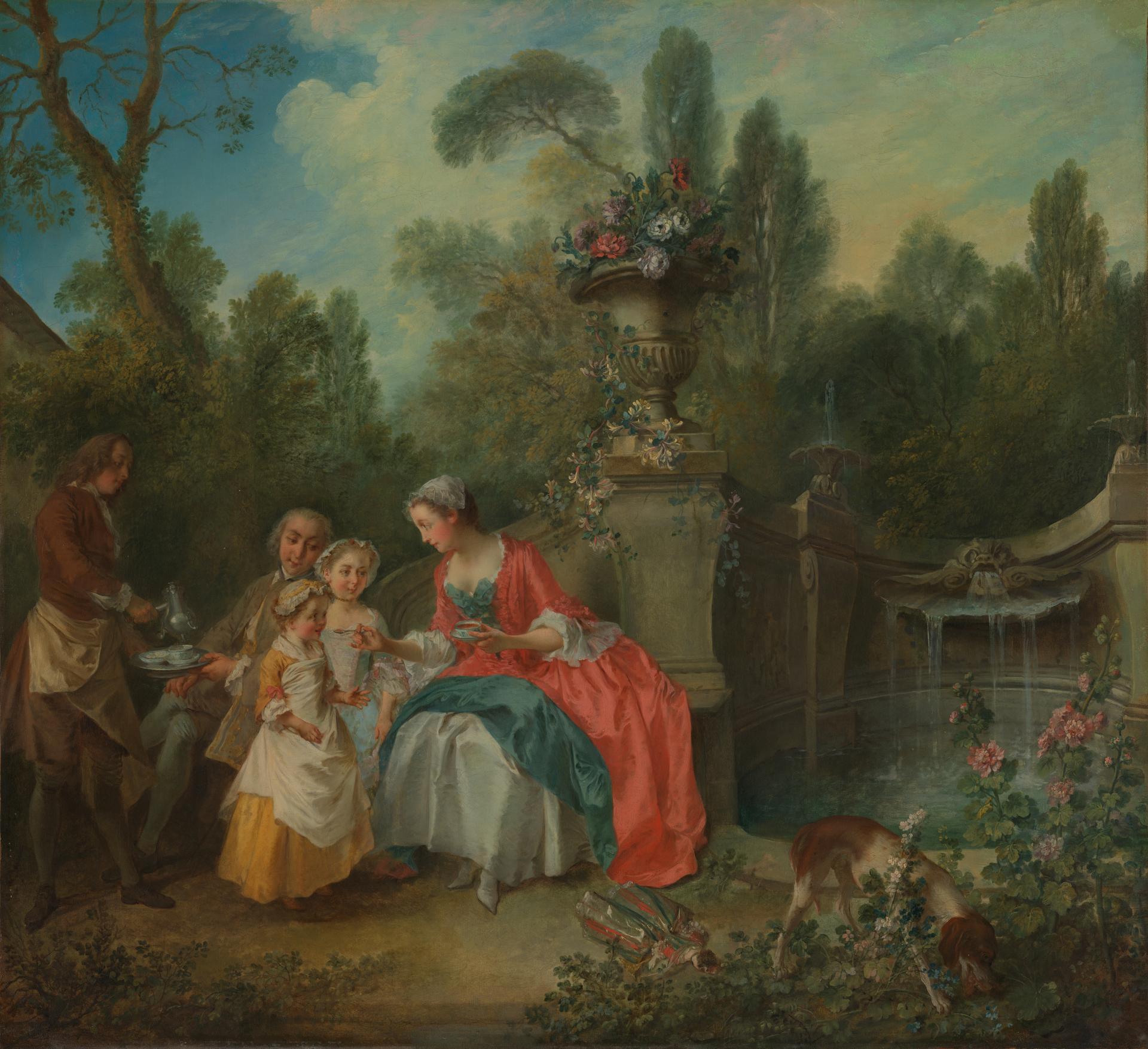 A Lady in a Garden having Coffee with Children