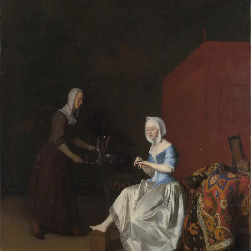 A Young Lady Trimming her Fingernails