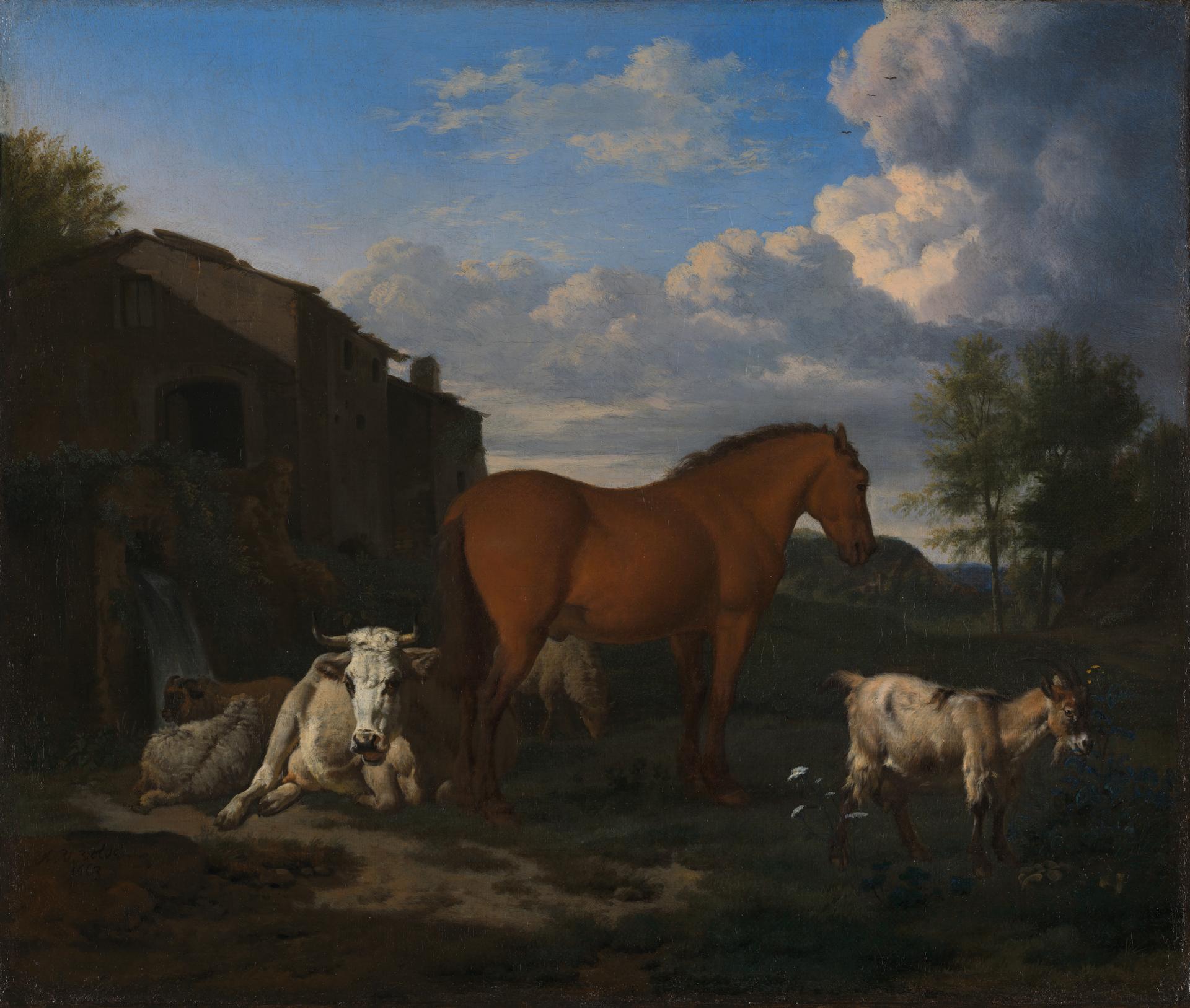 Animals near a Building