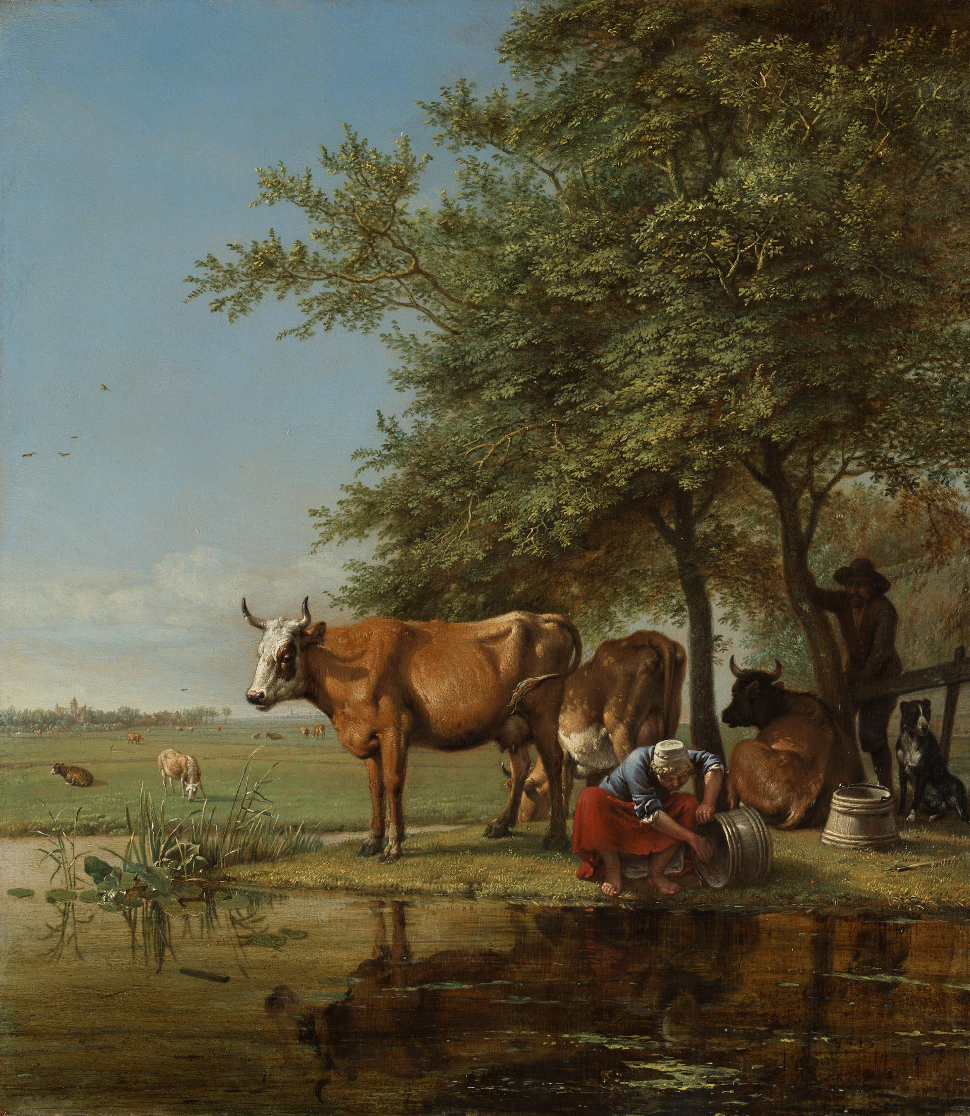 Landscape with Cattle and a Woman by a Stream