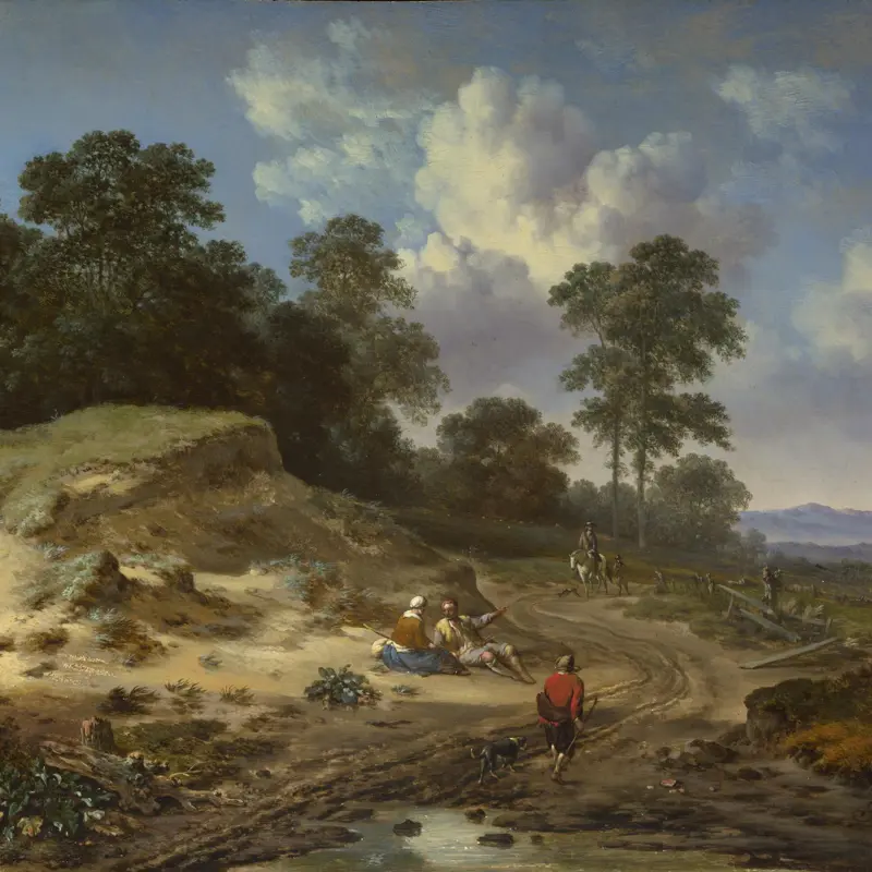 A Track by a Dune, with Peasants and a Horseman