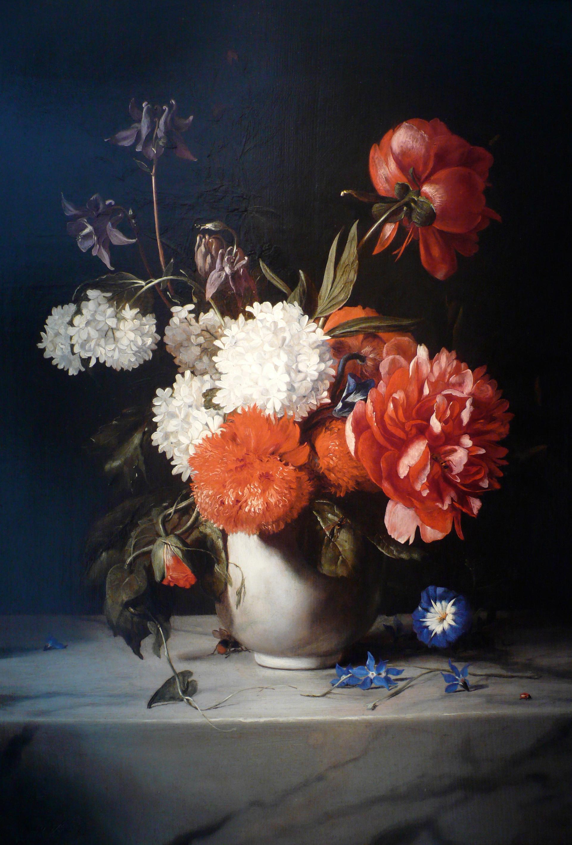 Flowers in a White Stone Vase