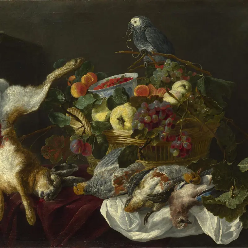 A Still Life with Fruit, Dead Game and a Parrot