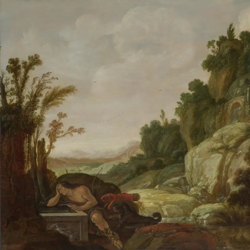 Mountain Landscape with Narcissus