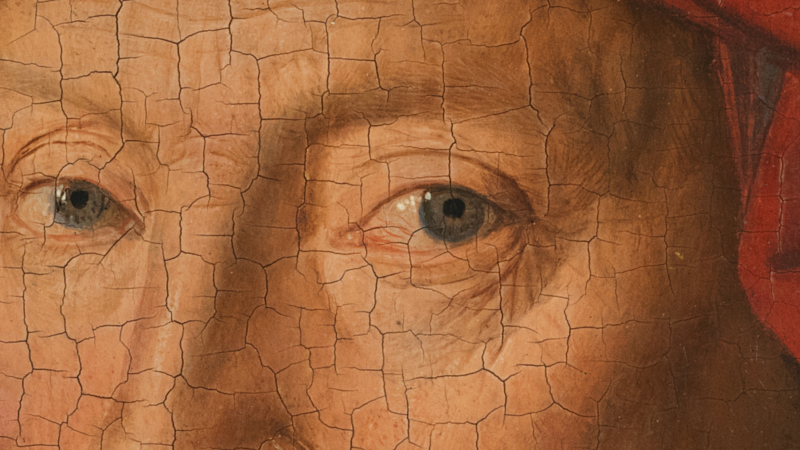 Detail of Jan van Eyck, 'Portrait of a Man (Self Portrait?)', 1433. A man's eyes.