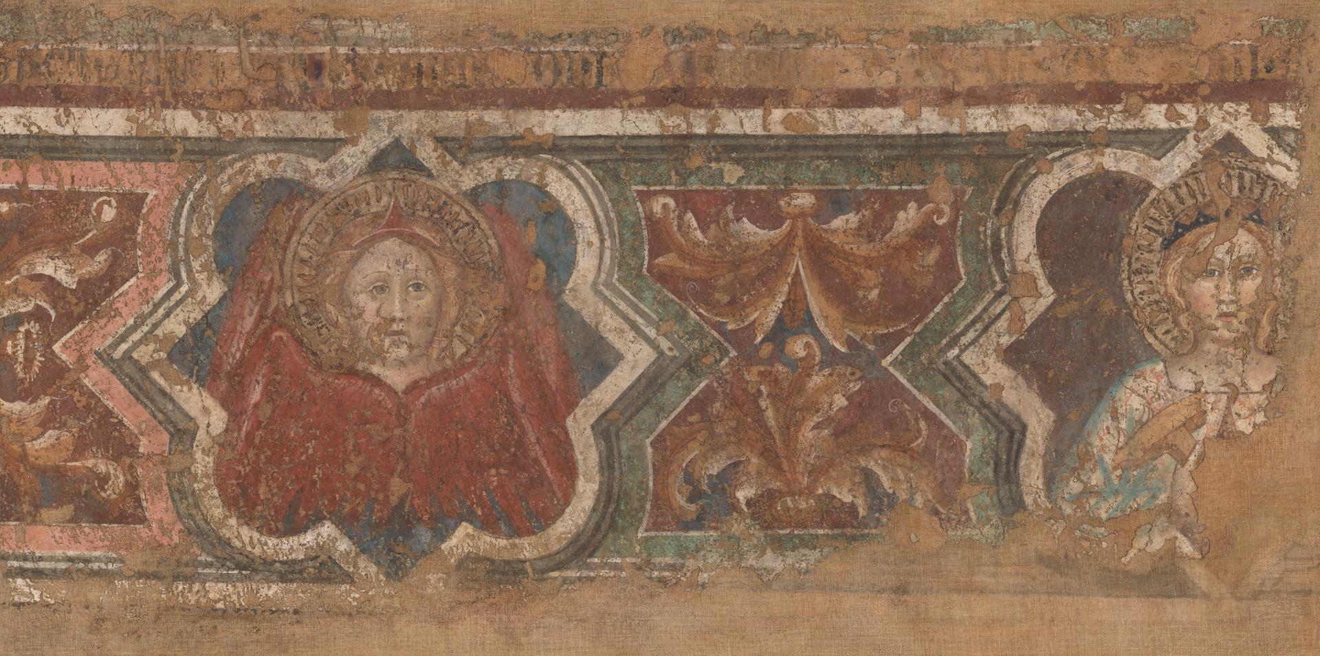 Decorative Border with a Seraph and Saint Catherine