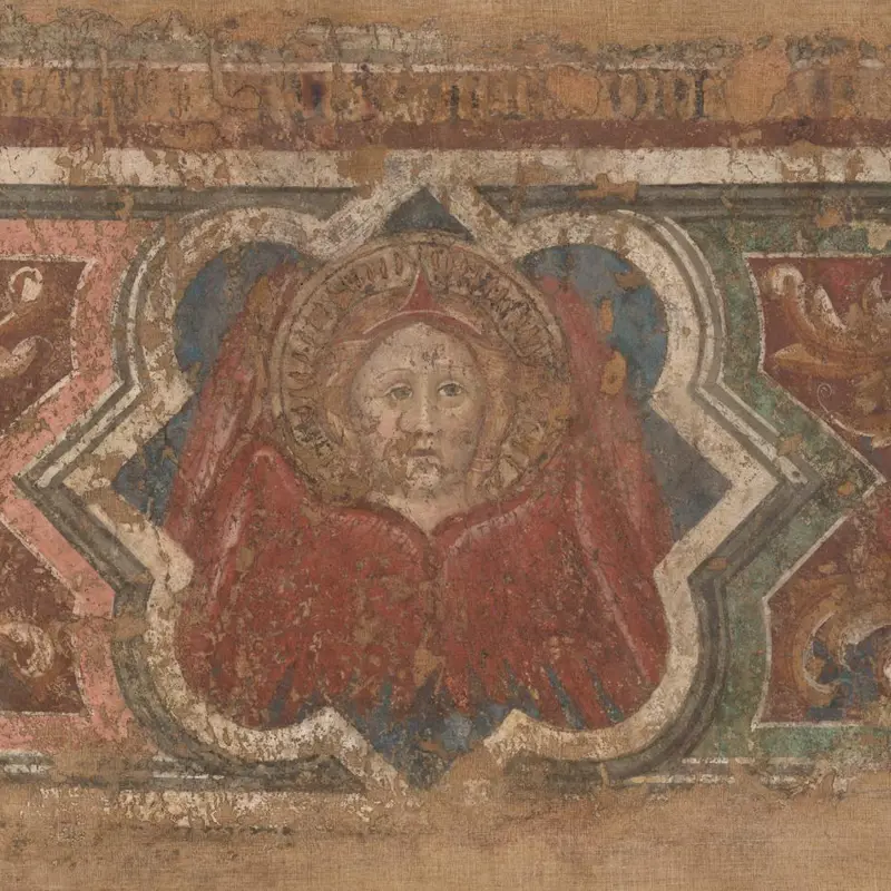 Decorative Border with a Seraph and Saint Catherine
