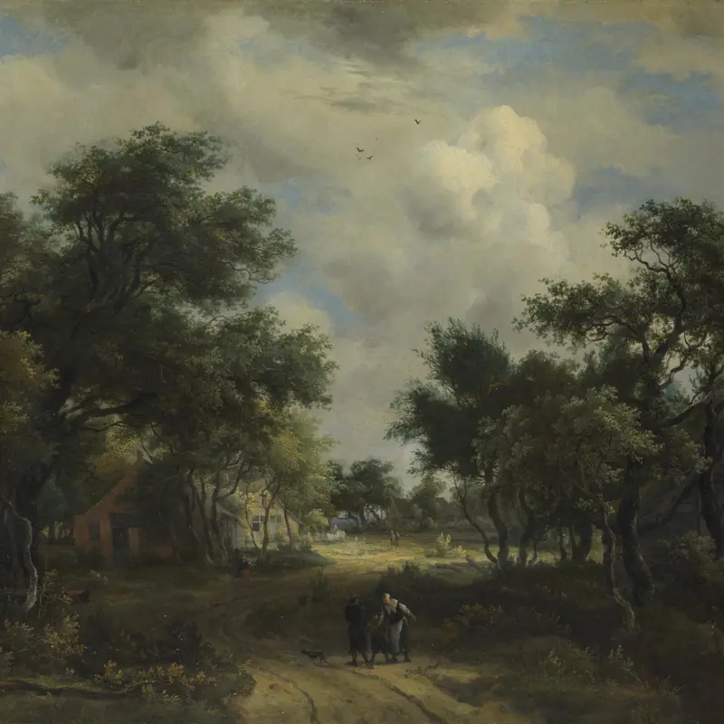 A Road winding past Cottages