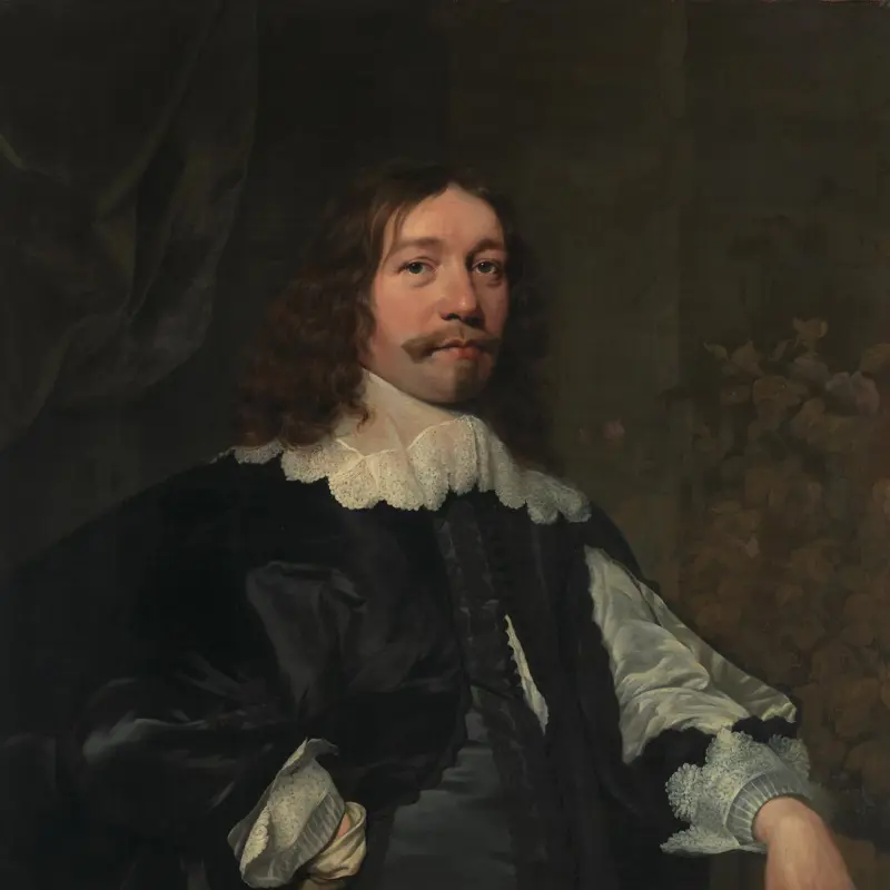 Portrait of a Man in Black holding a Glove