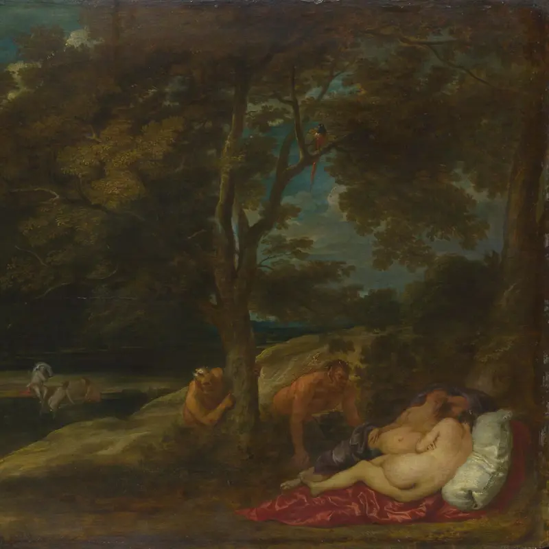 Nymphs surprised by Satyrs