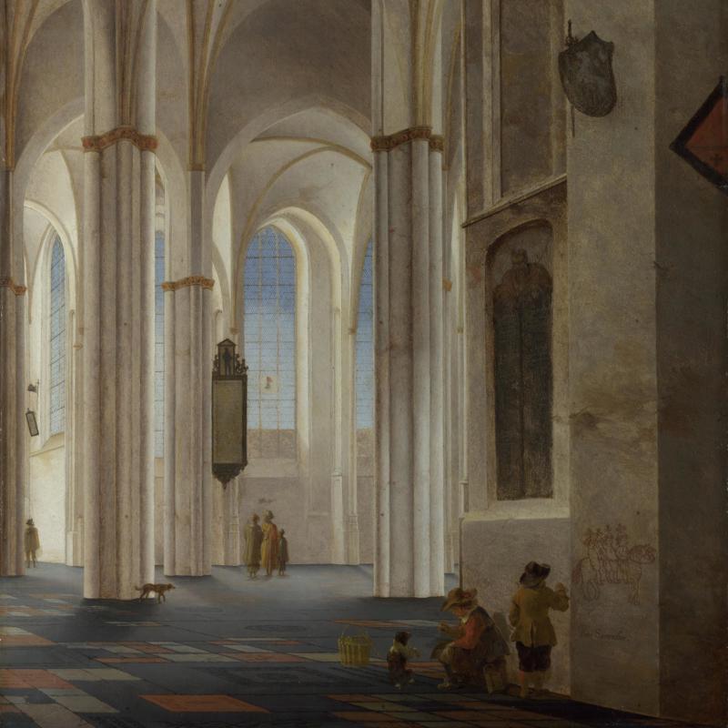 Why is there someone drawing graffiti inside the church?