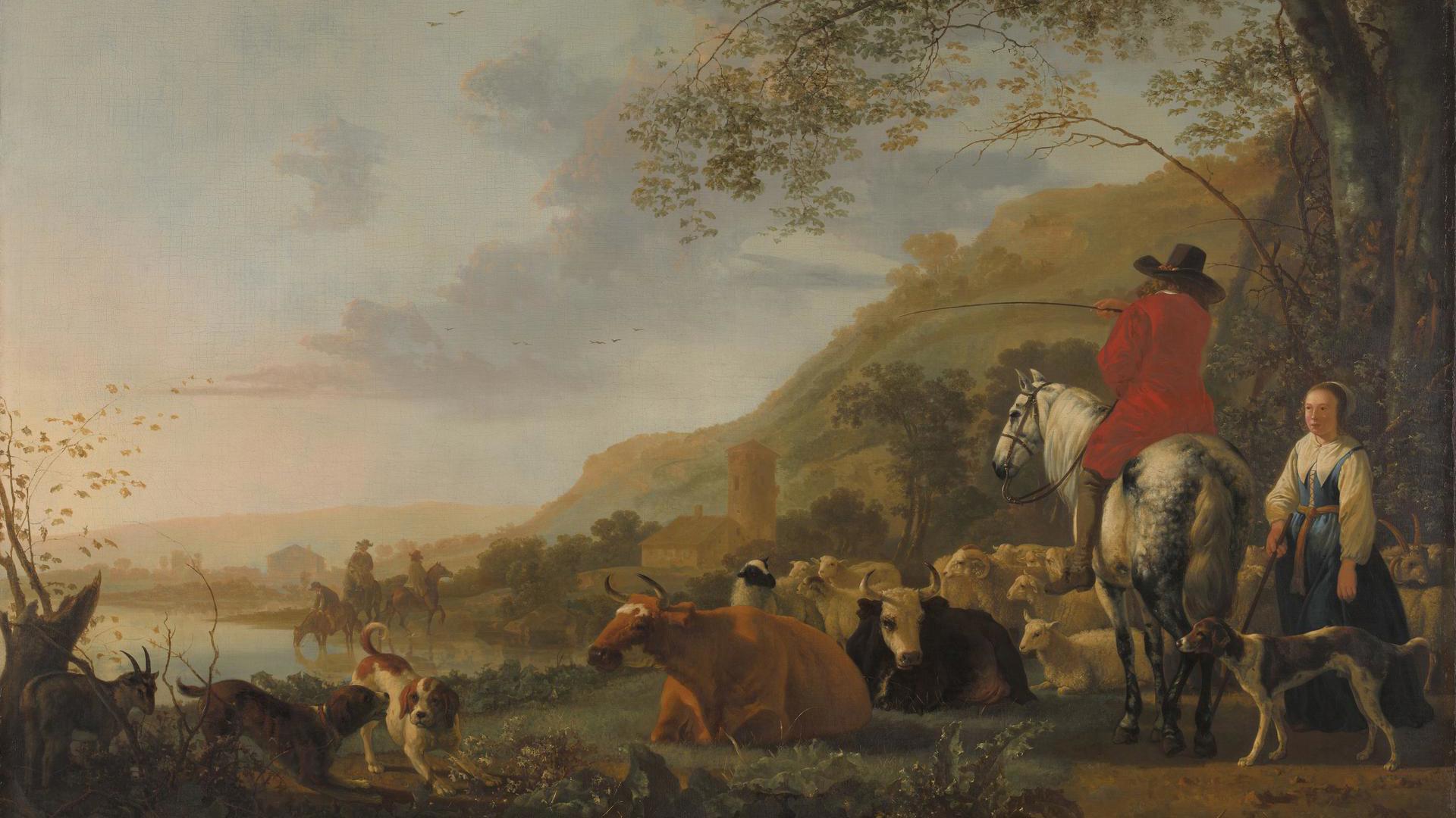 A Hilly Landscape with Figures by Aelbert Cuyp