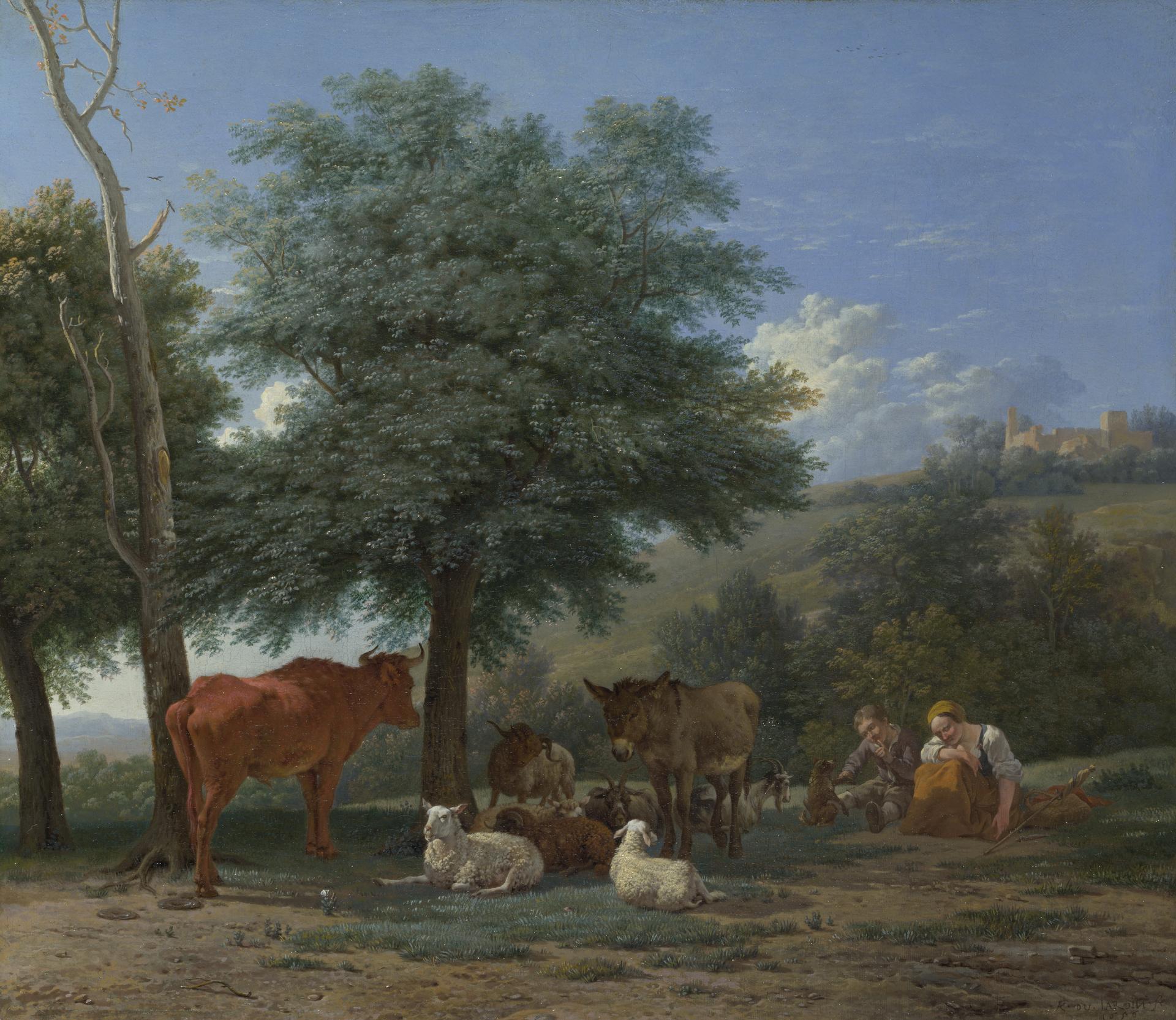 Farm Animals with a Boy and Herdswoman