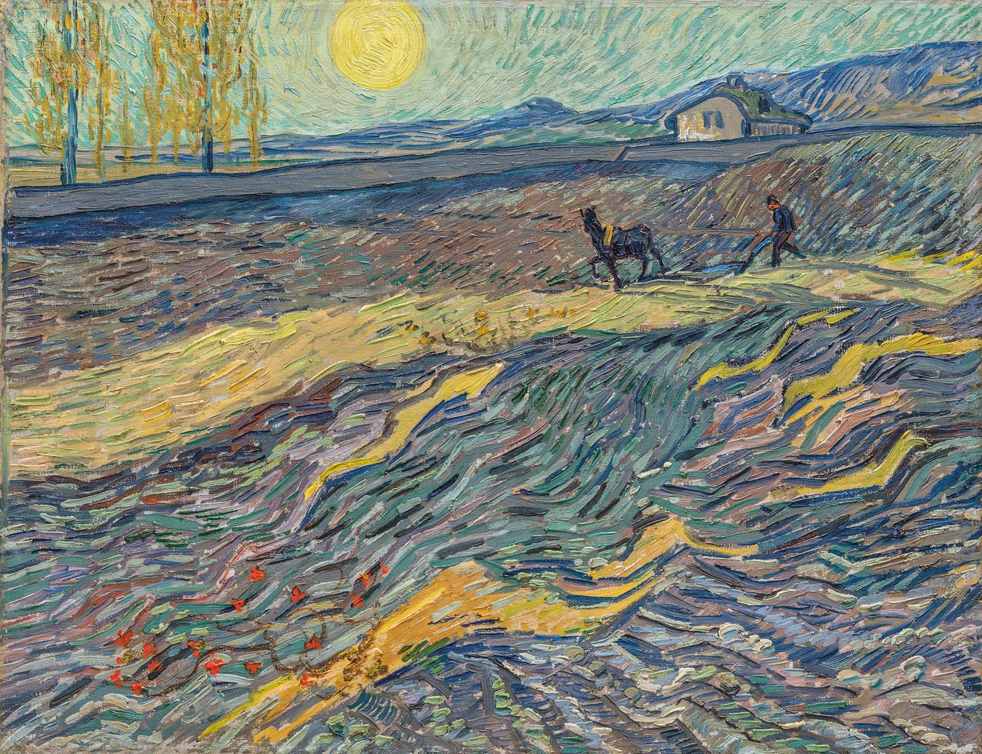 Landscape with Ploughman by Vincent van Gogh