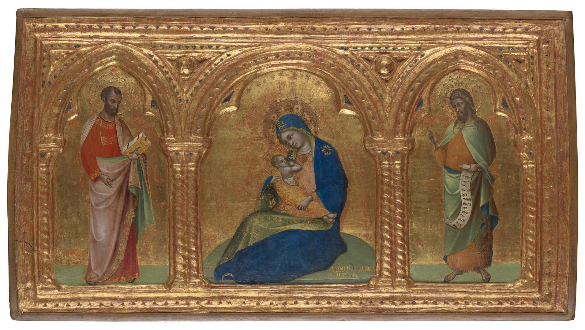 The Madonna of Humility with Saints Mark and John by Lorenzo Veneziano