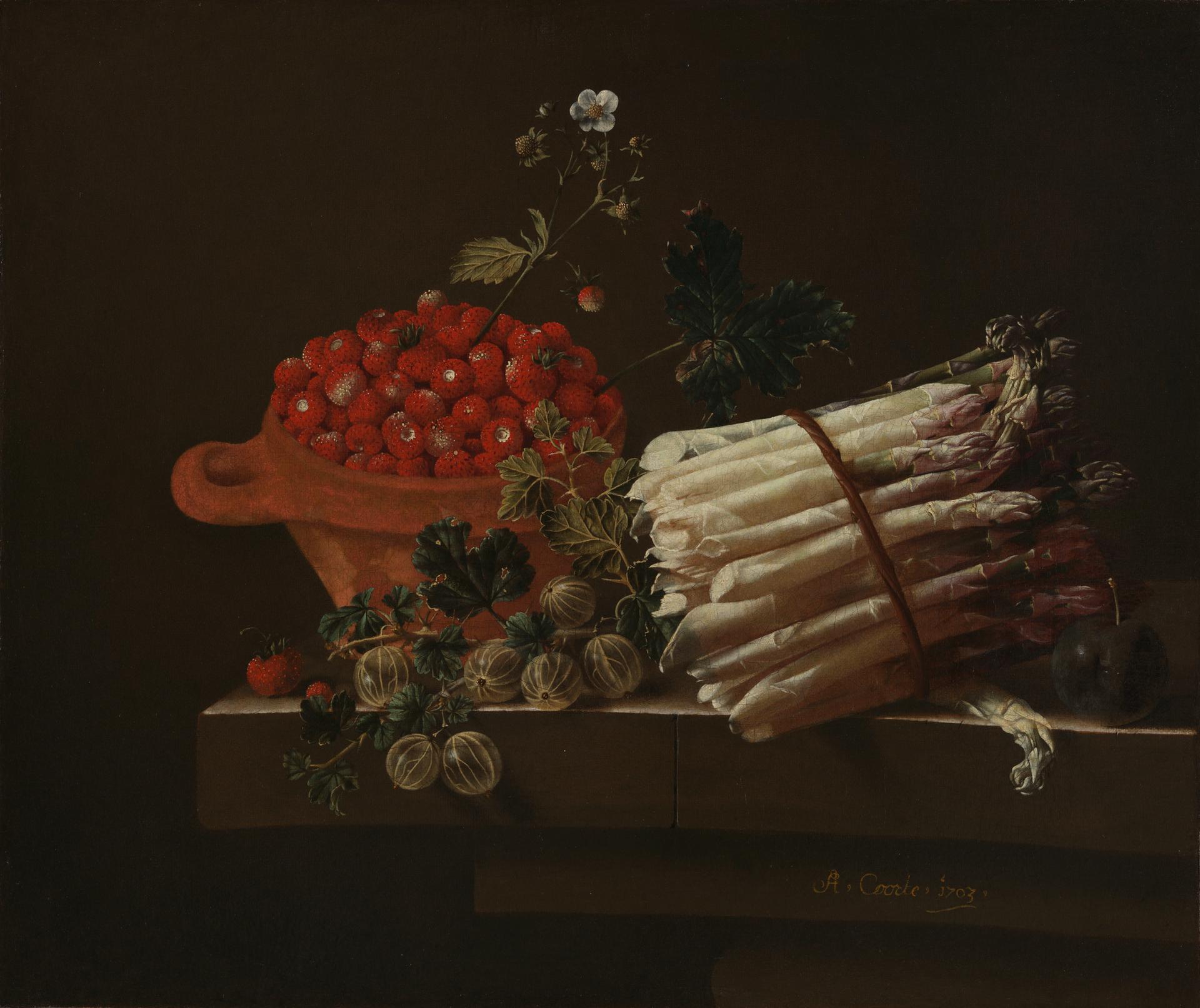 Still Life with Strawberries, Gooseberries and Asparagus