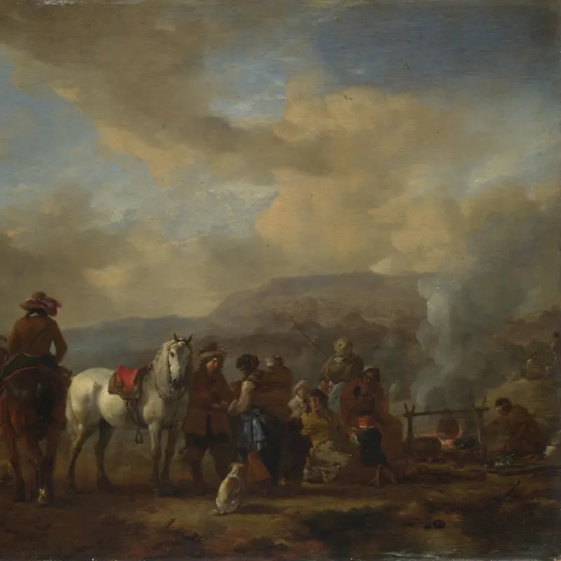 Two Horsemen at a Gipsy Encampment