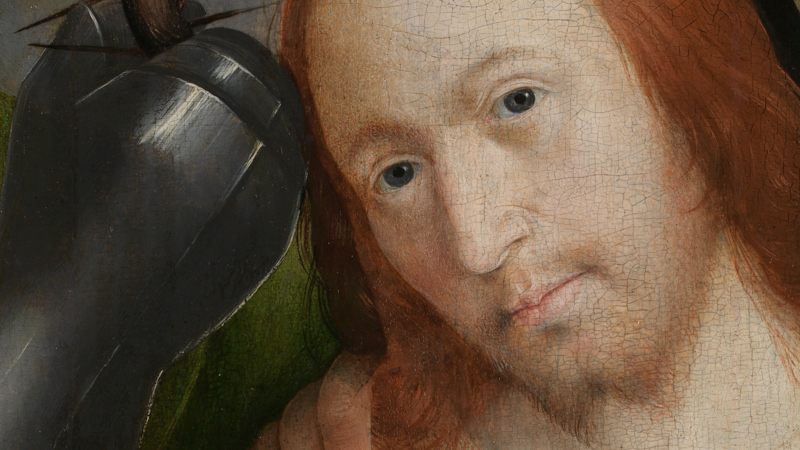 Detail of Hieronymus Bosch, 'Christ Mocked (The Crowning with Thorns)', about 1510. Man's head.