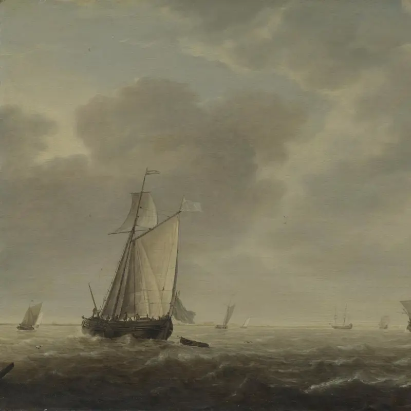 A Dutch Man-of-war and Various Vessels in a Breeze
