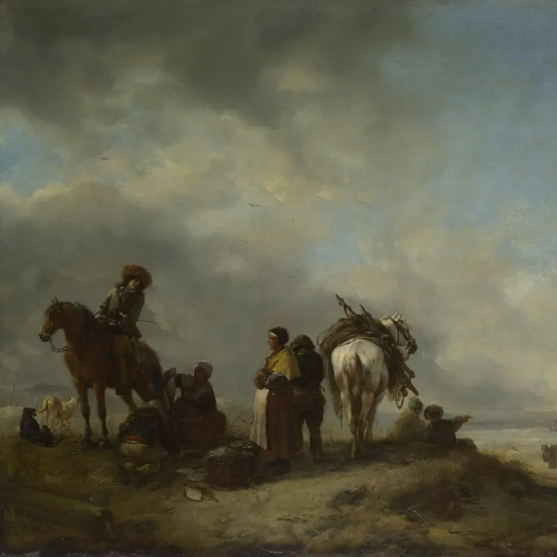 Seashore with Fishwives offering Fish