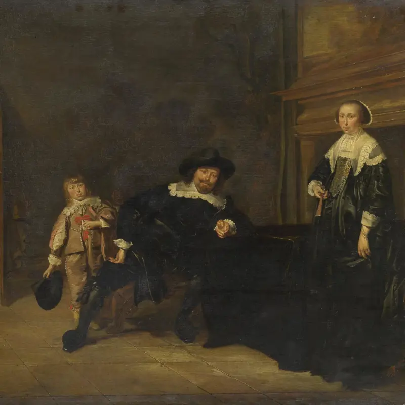 Portrait of a Man, a Woman and a Boy in a Room