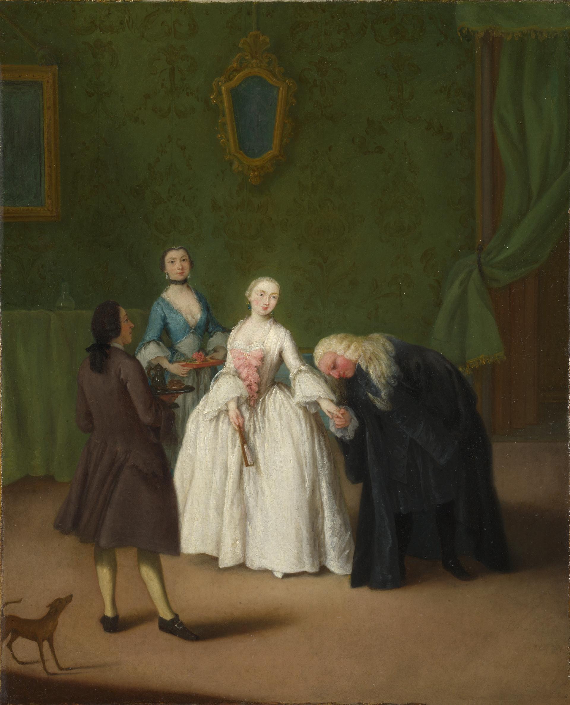 A Nobleman kissing a Lady's Hand