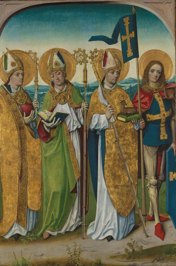 Saints Augustine, Hubert, Ludger (?) and Gereon (?) by Workshop of the Master of the Life of the Virgin