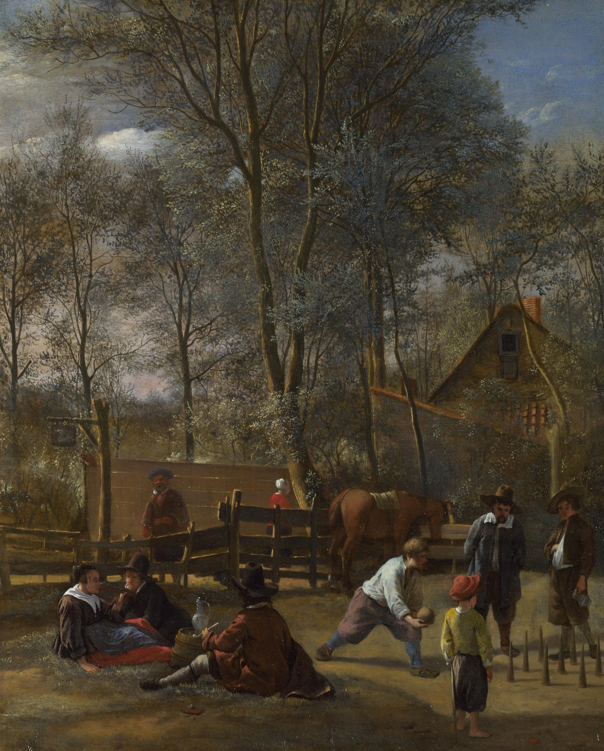 Skittle Players outside an Inn