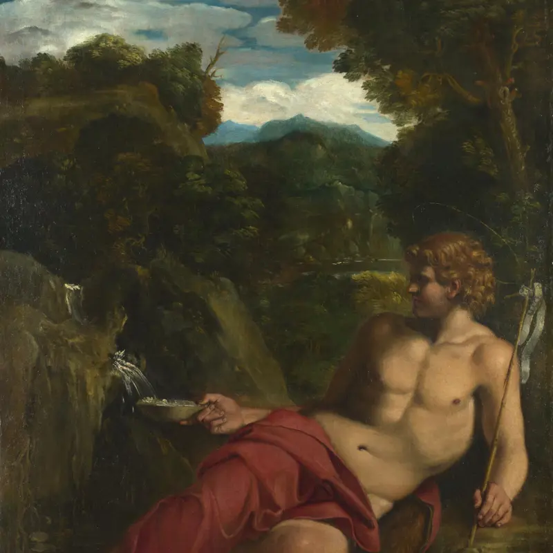 Saint John the Baptist seated in the Wilderness