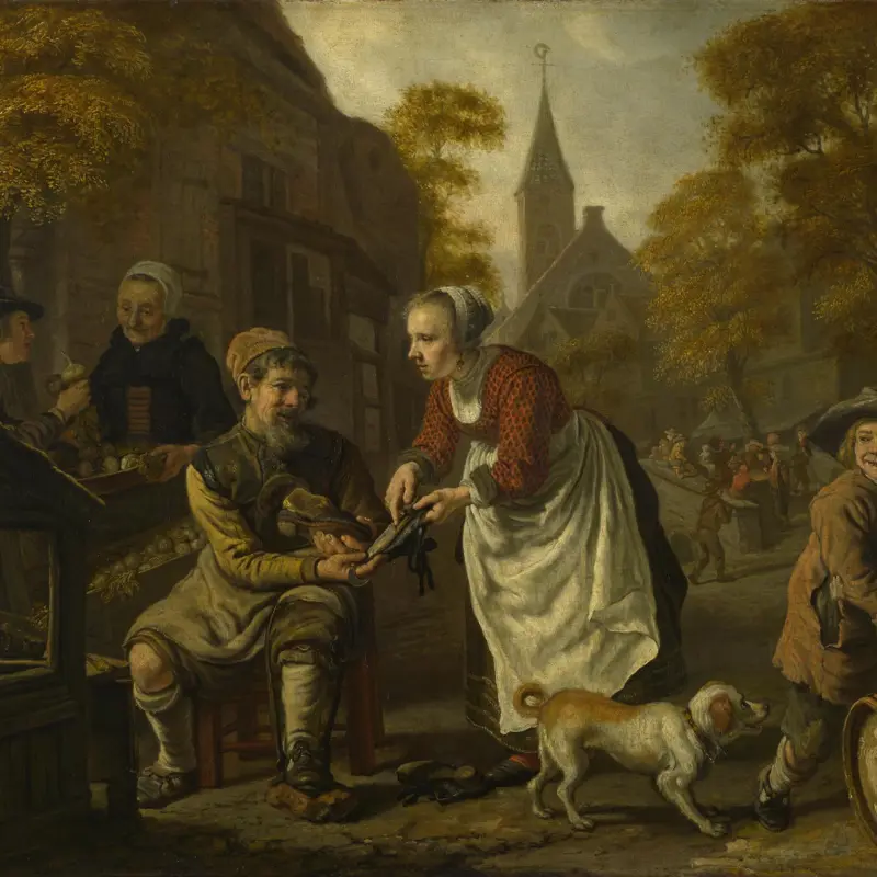 A Village Scene with a Cobbler