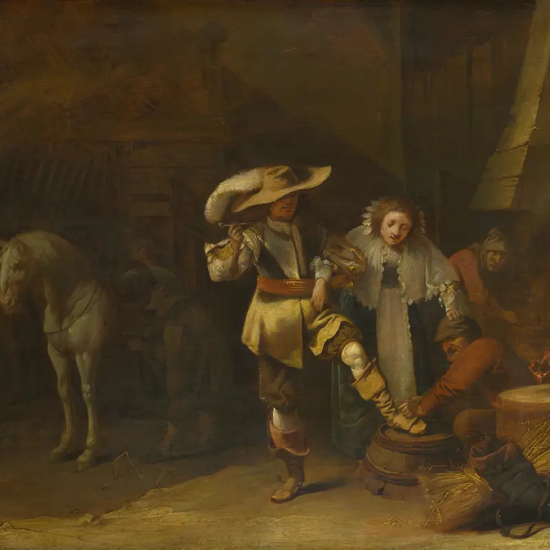 A Man and a Woman in a Stableyard