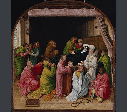 After Hugo van der Goes, ‘The Death of the Virgin’, late fifteenth century, Berlin, Staatliche Museen.