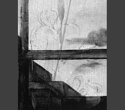 Detail of Iris from a Infrared reflectogram of 'The Virgin and Child ('The Madonna with the Iris')'
