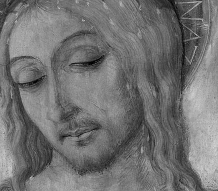 Detail of infrared reflectogram from Matteo di Giovanni, 'Christ Crowned with Thorns'