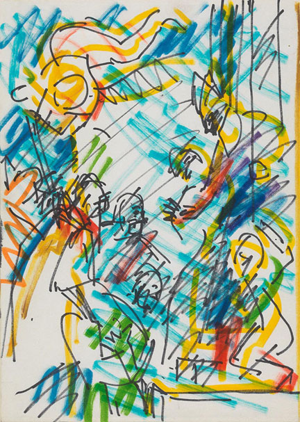 Frank Auerbach, Drawing after Veronese's 'The Consecration of St Nicholas’, 1980
