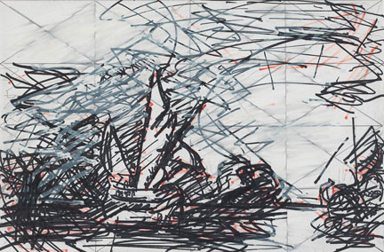 Frank Auerbach, Drawing after Turner's 'Ulysses deriding Polyphemus - Homer's Odyssey', 1983